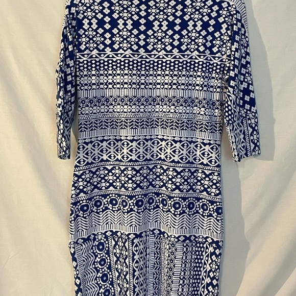 Vineyard vines Blue and White Patterned Dress crew neck 3/4 length sleeve  sz S - Picture 4 of 7